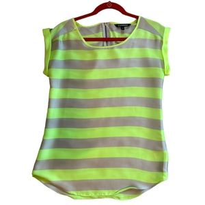 Express  -  Women’s neon green&gray crop-neck zipper top; Machine wash - Sz: EX